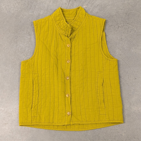 dill pickle IRIDIUM quilted cotton vest S M - Picture 8 of 13